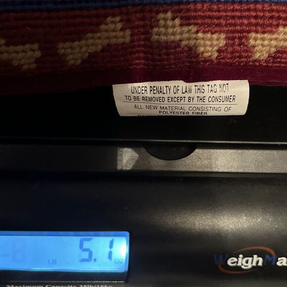 Needlepoint I Love Dog Spell Out Wool/Velvet Red Art Mini Pillow Decor - Picture 9 of 9